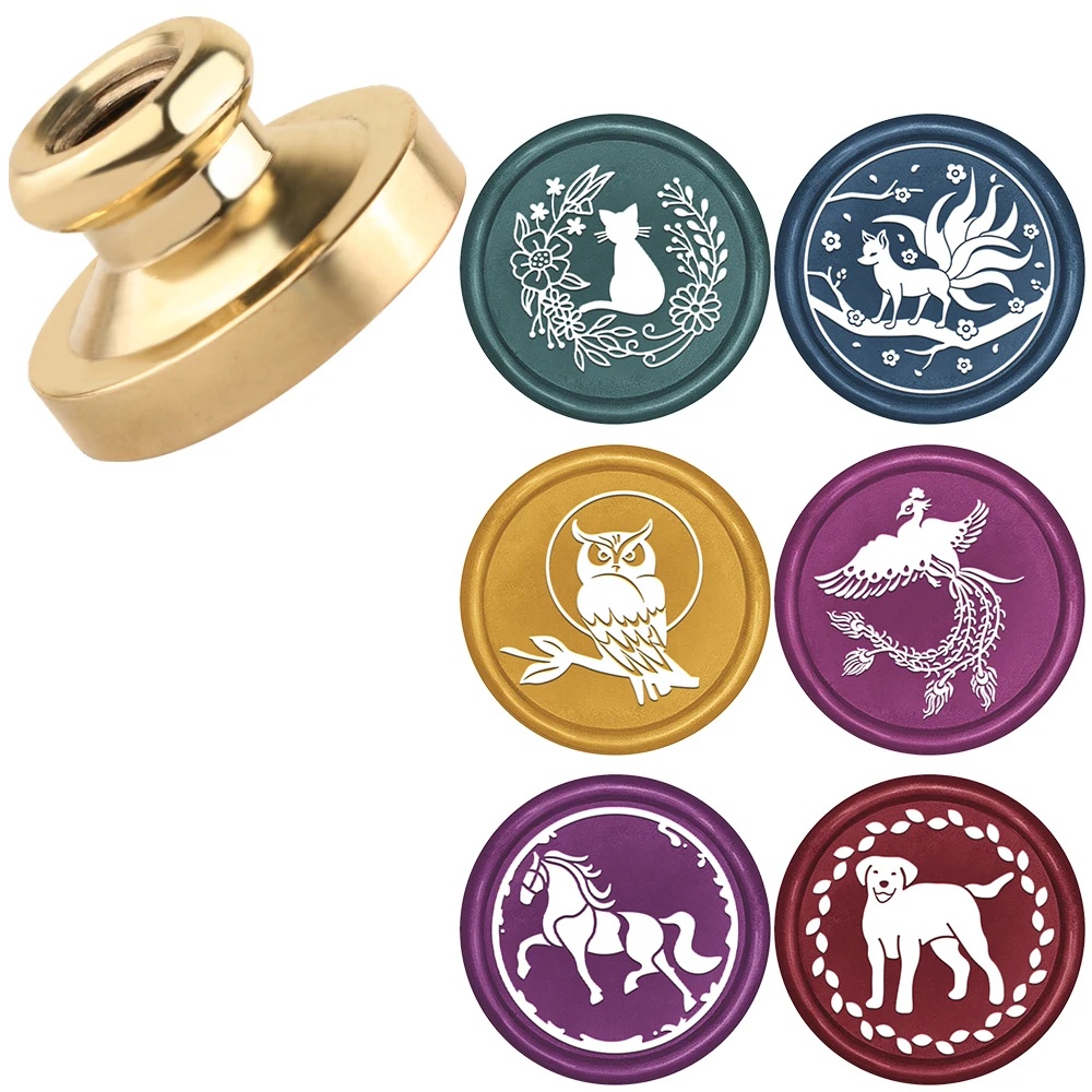 Fuchs Hund Katze Pferd Eule Tiere Muster Siegel Wachs Briefmarken Kopf für Scrap booking Umschlag Einladung Geschenk verpackung Handwerk Dekoration Image