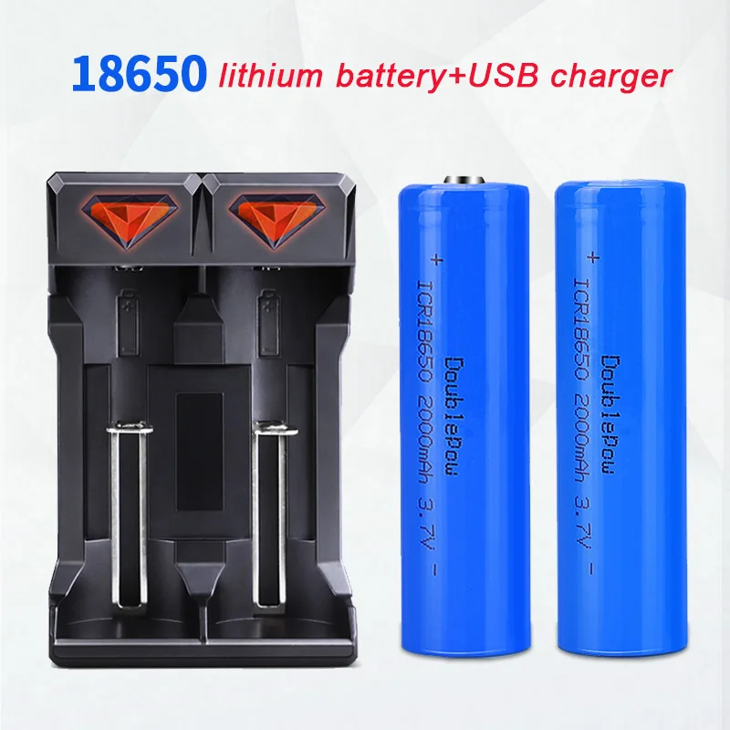 2000mah 3,7 V Li-Ionen-Akku icr18650 Lithium-Ionen-Akku-Ladegerät für kleine Lüfter Taschenlampen LED-Licht Image