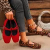 Ballerinas für Damen, Loafer für Barfußböden, trendige, bequeme Schuhe, stilvoll, rot, Freizeit, Leopardenmuster, Farbangebot, Übergröße 43