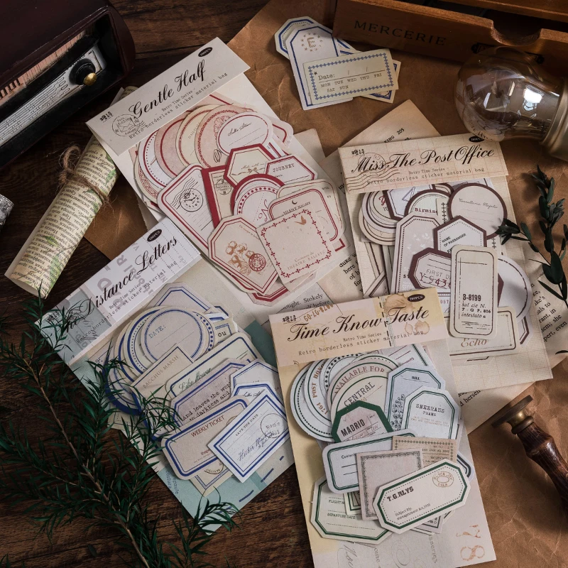 50 Stück/Packung Vintage-Etiketten, beschreibbare Aufkleber, dekoratives Tagebuch, Album, selbstklebende Diy-Aufkleber für Scrapbooking, Junk-Journal-Zubehör Image
