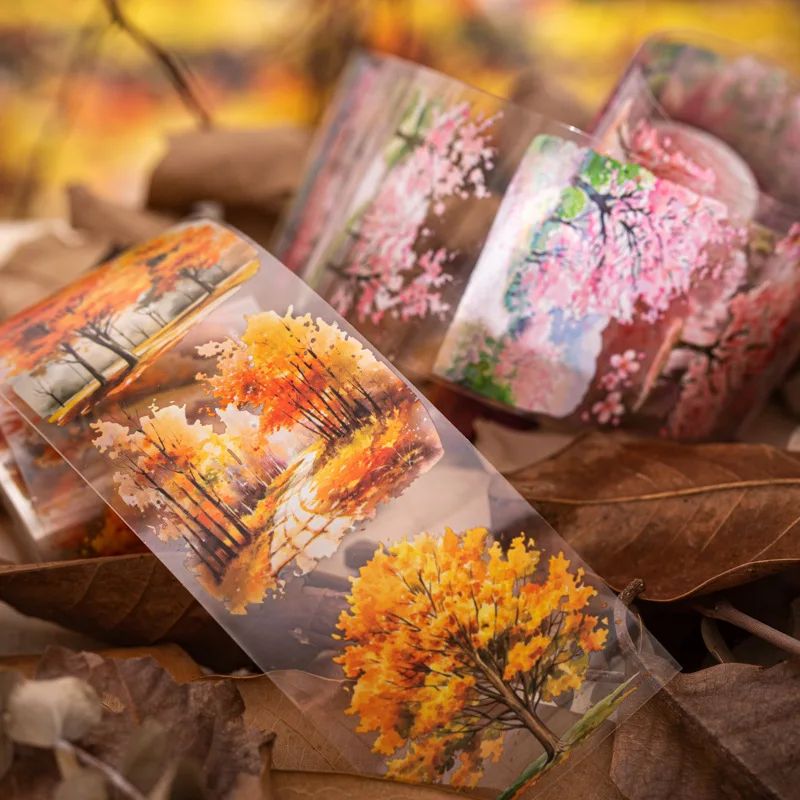 2 Stile, 3 Rollen/Beutel, Baum- und Waldthema, Vintage-Landschaftsbau-Handbuch, Klebeband, DIY, dekorative Aufkleber, Handbuch, Grundierungsmaterial, Klebeband Image