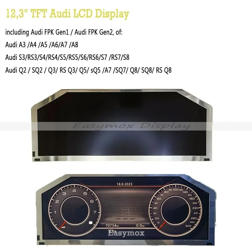 12,3-Zoll-TFT-LCD-Display LAM 1233555 D für Audi A3 A4 A5 A6 A7 A8 Q Seires 2015 2020 Bosch Kombiinstrument Auto-Armaturenbrett-Bildschirm Image