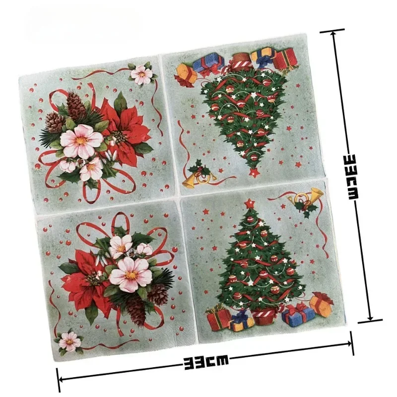 20 stücke 33*33 cm 2-lagigen Weihnachten Baum Gedruckt Servietten Weihnachten Kranz Party Dekoration Papier Bunte Papier Tischsets Image