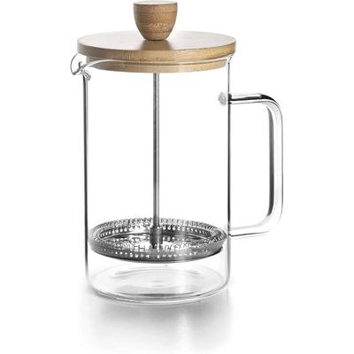 Glas-French-Press mit Holzdeckel, Kaffeekanne aus Borosilikatglas mit Holzdeckel, hitzebeständig Image