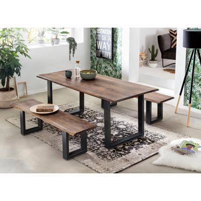 Esstisch SIT "Tops&Tables", braun (nussbaumfarbig), B:200cm H:77cm T:100cm, Tische, Tischplatte aus Akazie mit Baumkante