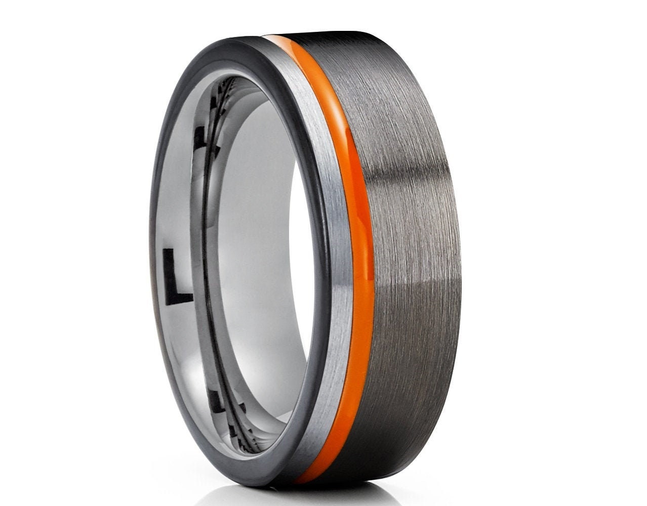 Fede nuziale in tungsteno arancione - Fede nuziale in tungsteno color canna di fucile - Anello di anniversario - Fede nuziale in tungsteno nero - Anel