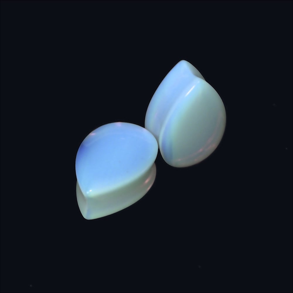 "Tappi a goccia in opalite / Tappi in pietra a goccia / Tappi da matrimonio / Tappi in pietra bianca / Tappi - 2 g, 0 g, 00 g, 7/16\", 1/2\", 11/16\", 1\","