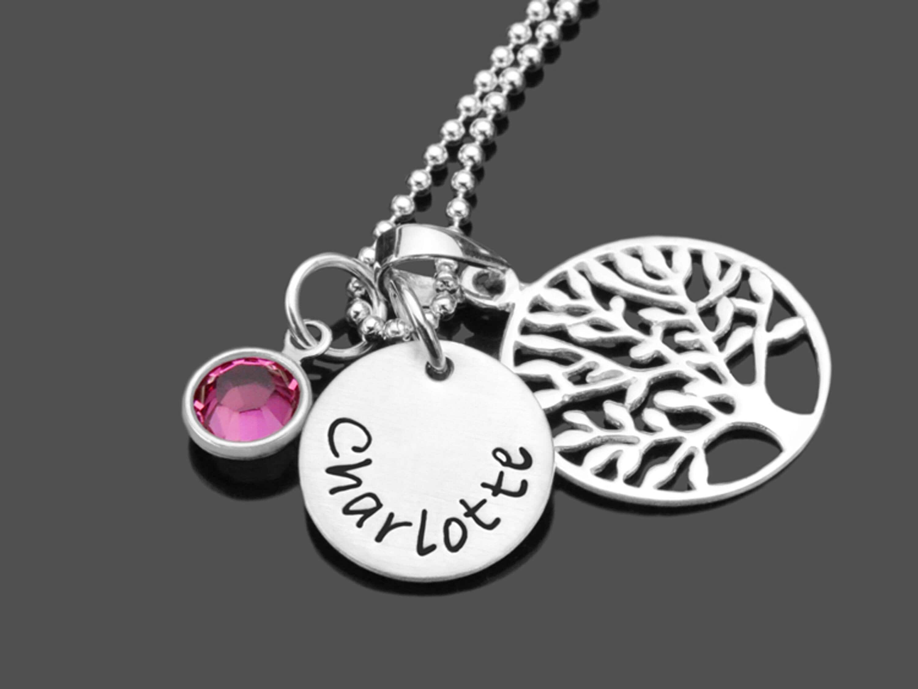 REGALO BATTESIMO Collana Battesimo Bambina Catena Albero della Vita Incisione CONSACRAZIONE Collana con Nome Argento 925 Incisione Nome Personalizzata