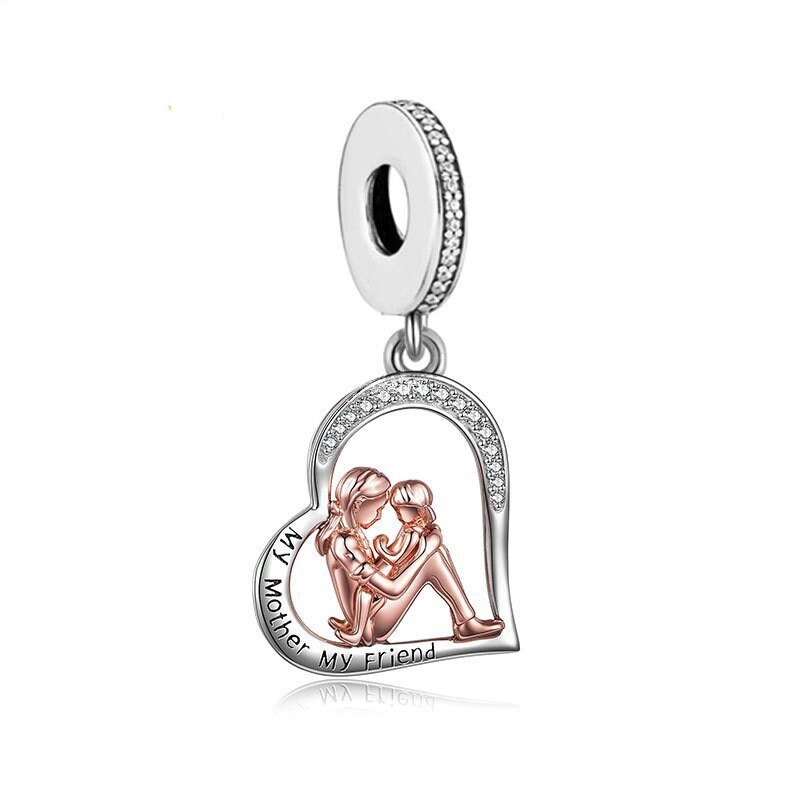 Fascino di mia madre mia amica, ciondoli per bracciale Pandora, ciondoli in argento sterling 925, per bracciale con ciondoli Pandora, ciondoli Pandora