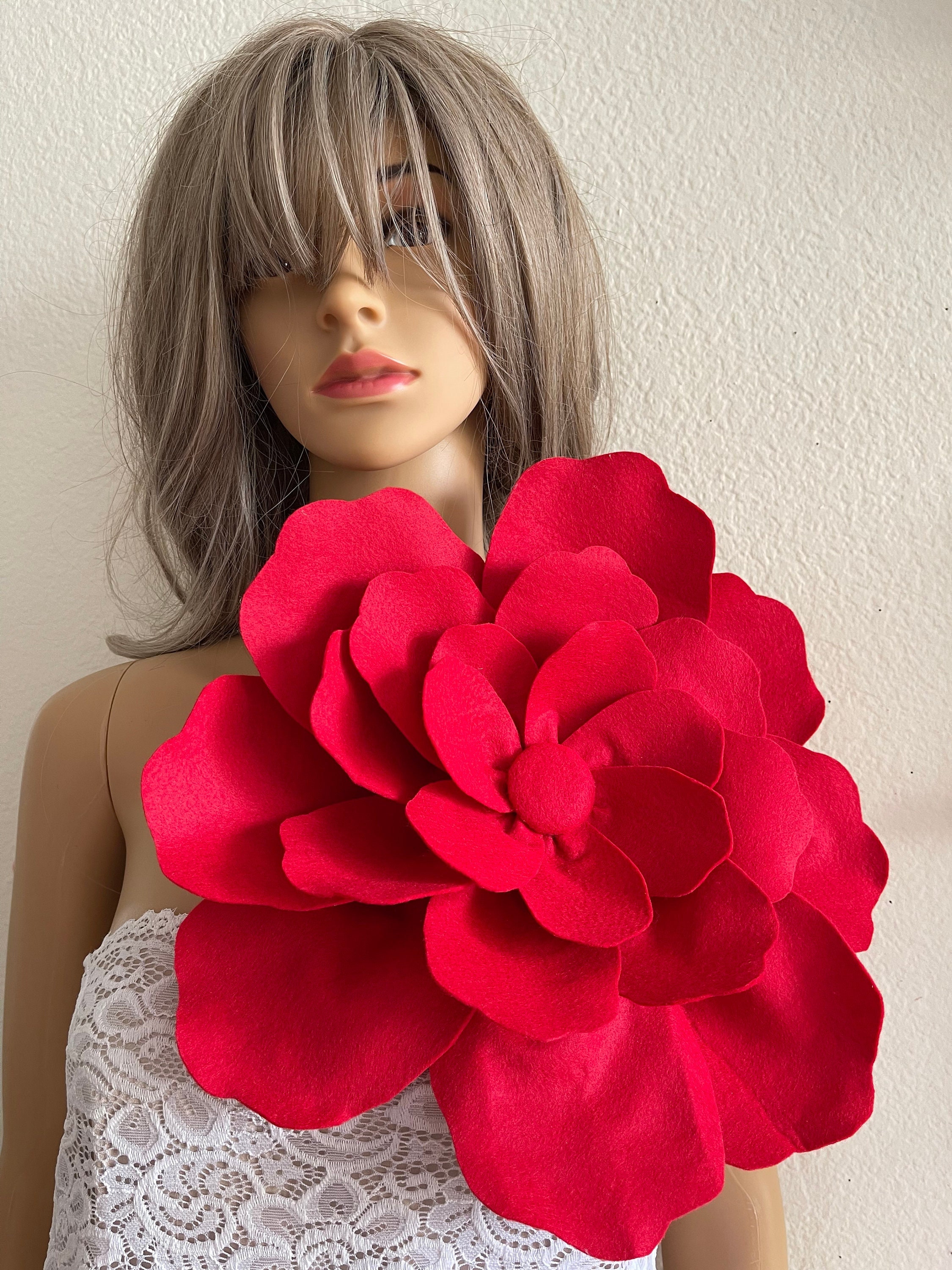 Grande spilla fiore rosso spilla spalla corpetto spilla fiore festa rossa spilla oversize spilla fiore matrimonio accessori spilla spilla rossa