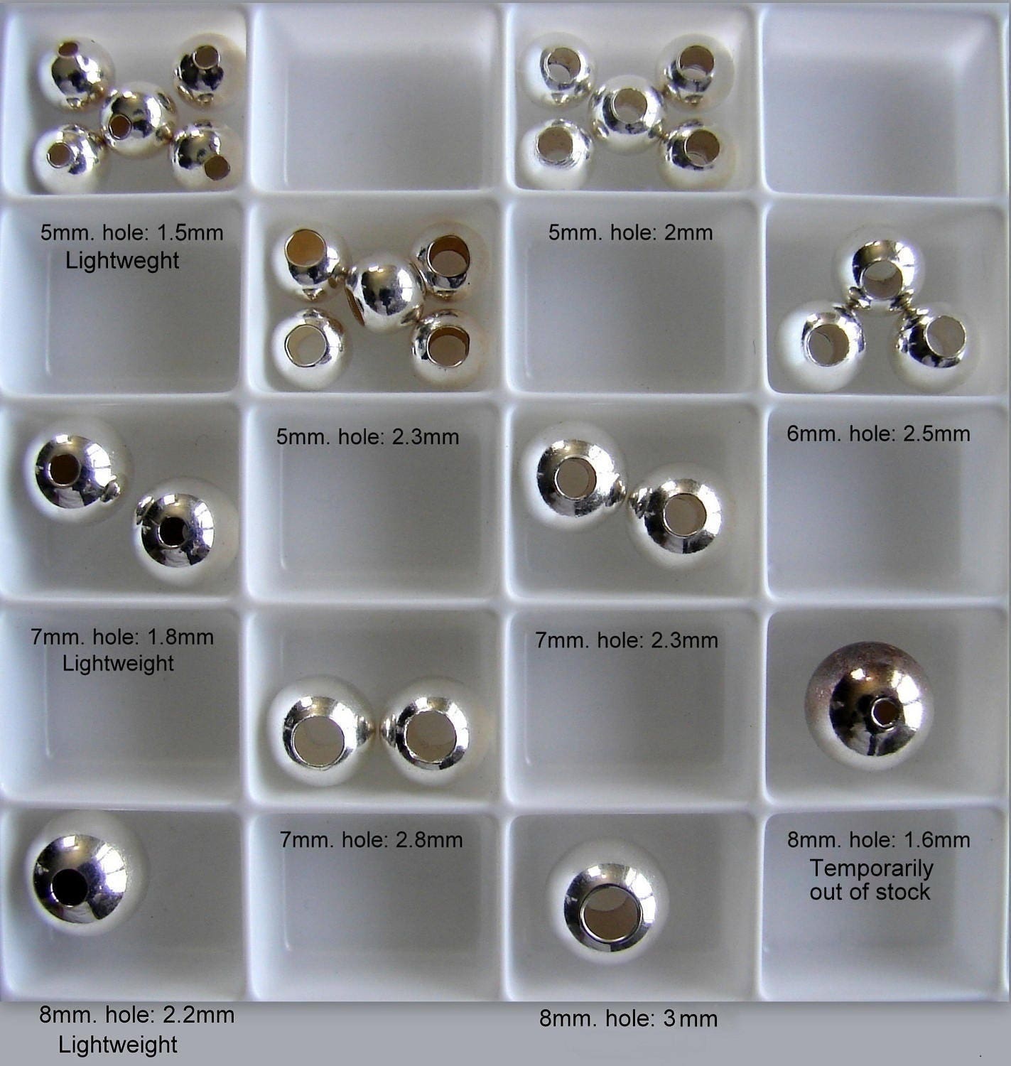 Perlina distanziatrice in argento sterling 925, rotonda 5 mm, 6 mm, 7 mm, 8 mm, 5 pezzi, 10 pezzi, 15 pezzi, 20 pezzi, 30 pezzi, 40 pezzi, 50 pezzi, 1