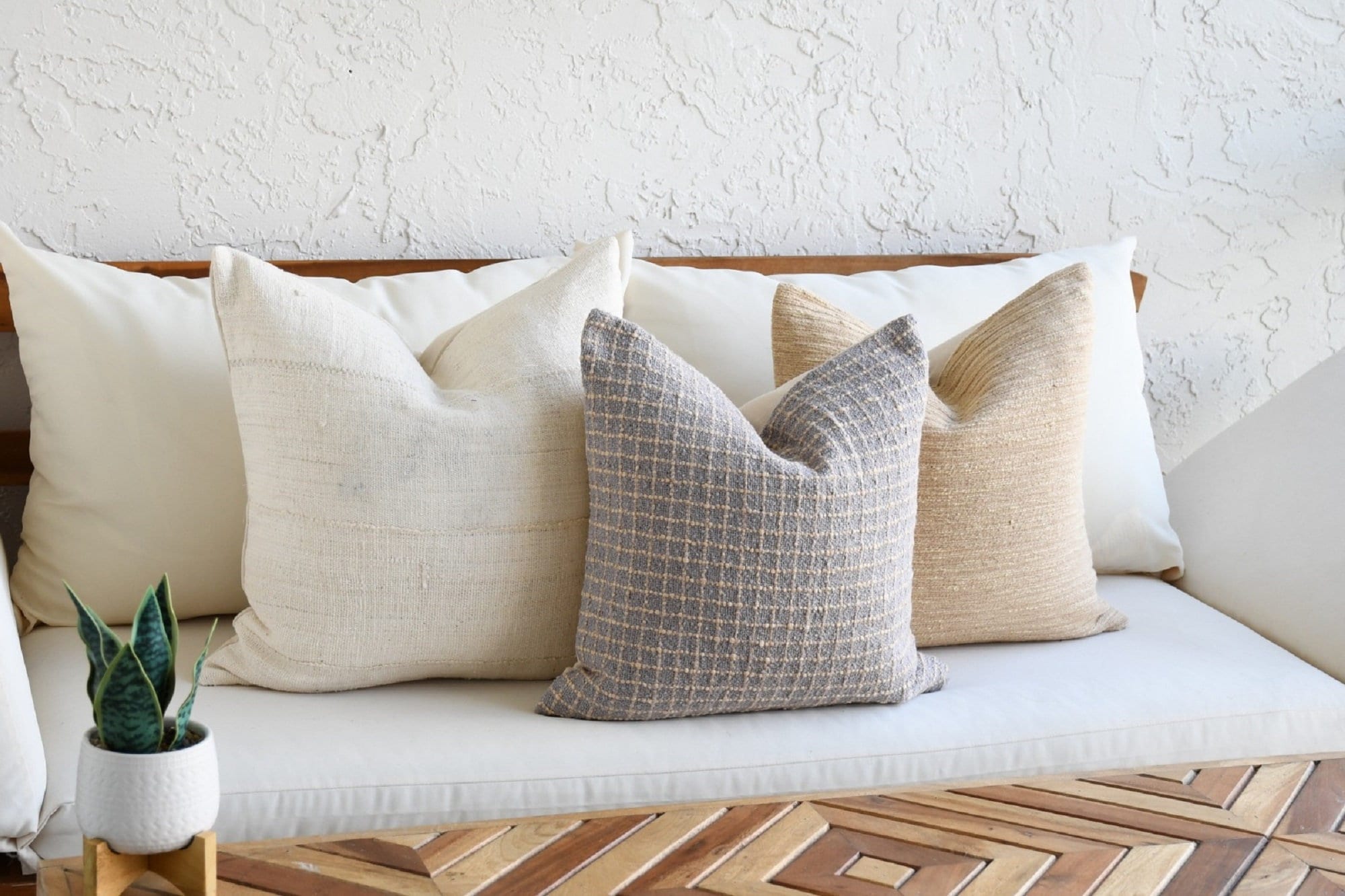 Combinazione di cuscini Boho / Set di cuscini per divano Cuscini in tessuto fangoso Grigio Blu / Set di federe per cuscini decorativi / Cuscini decora