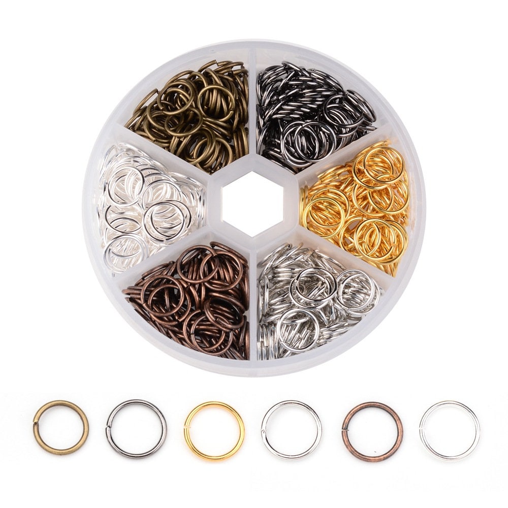 Kit anello di salto di colore misto, dimensioni 10x1mm, (8mm all'interno) chiuso ma non saldato, contenitore, oro, platino, argento, rame, canna di fu