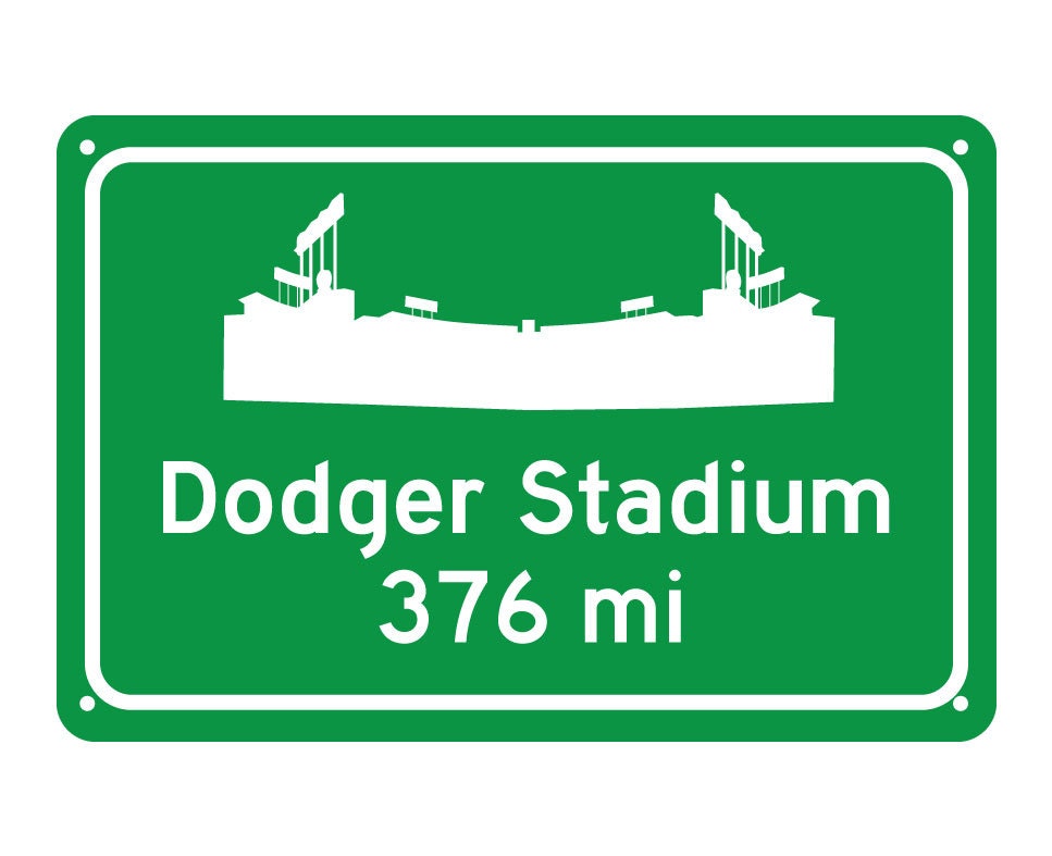 Los Angeles Dodgers - Dodger Stadium Miles to Stadium Highway Road Sign - Personalizza le Miglia