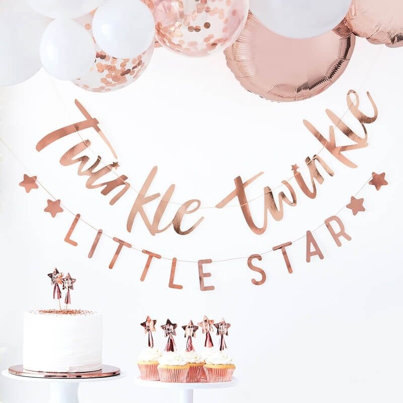 Bandierine per baby shower Twinkle Twinkle Rose Gold - Twinkle Twinkle Little Star - Idee per baby shower - Baby shower gender neutral