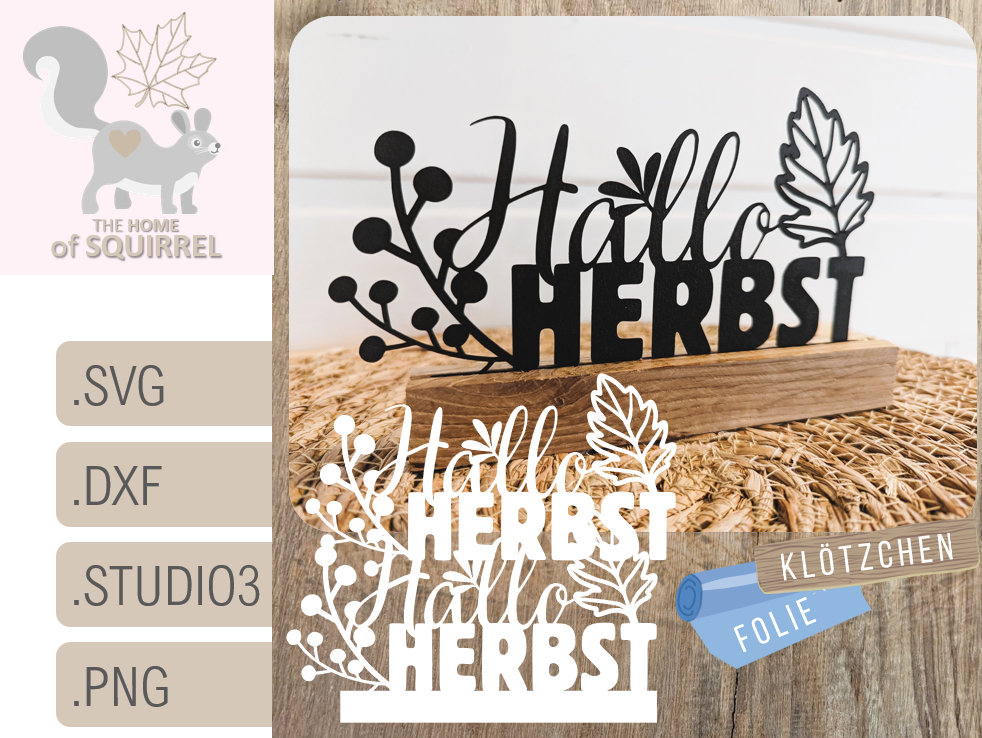 File plotter decorazione blocco lettering Ciao autunno autunno floreale SVG blocchi fiori File laser decorazione plotter decorazione autunno Cricut