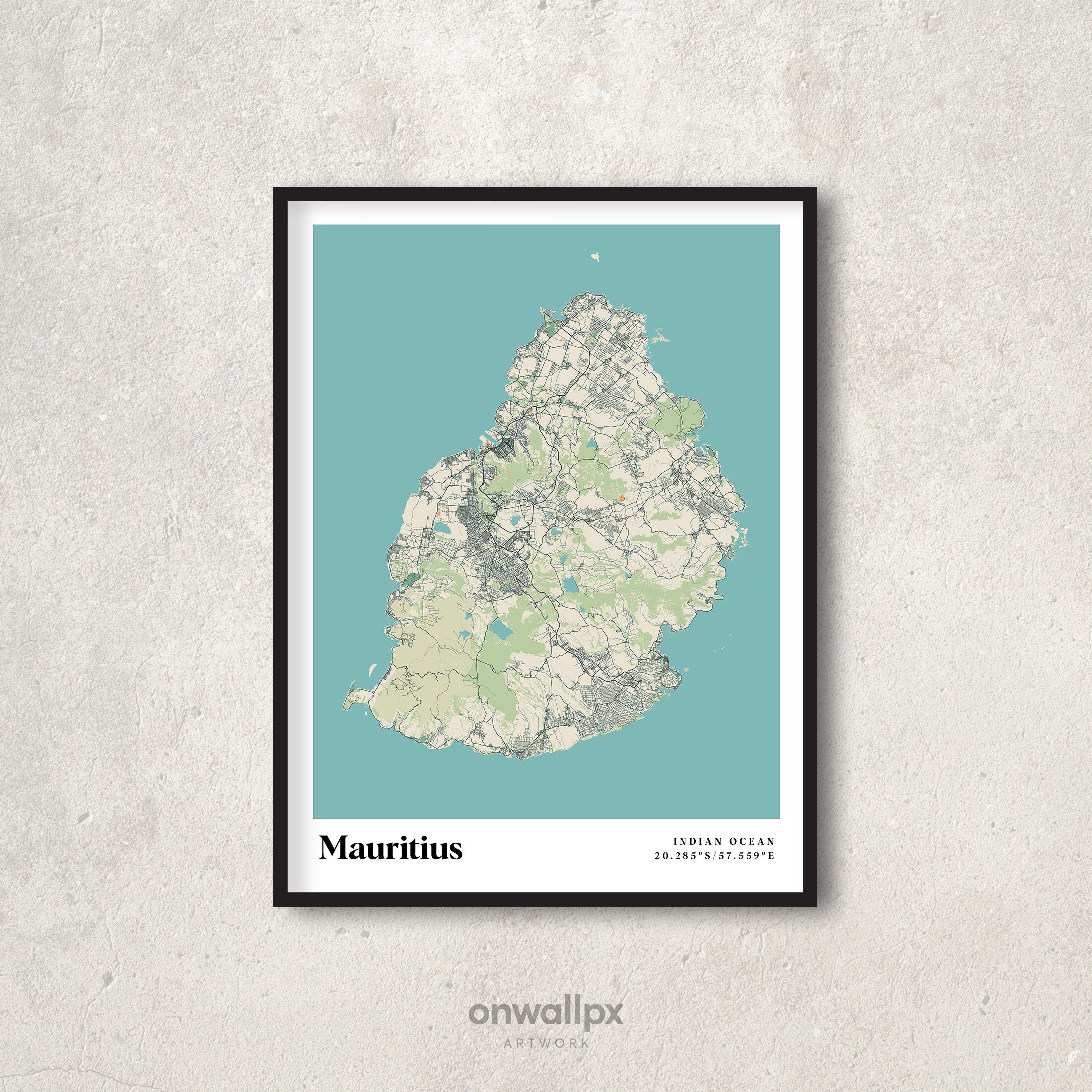Mauritius Print Map, Retro Mauritius Map Poster, Vintage Mauritius Map Art, Gift Map Mauritius Indian Ocean, Mauritius Wall Art Decor, RC59