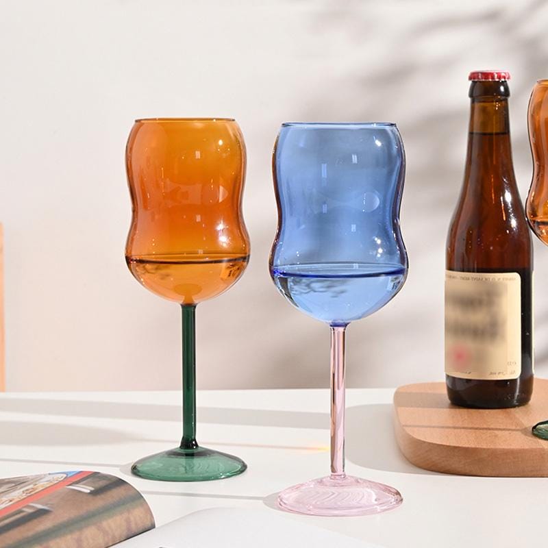Bicchieri da vino colorati, bicchieri da vino a forma di zucca, bicchieri da vino vintage, set da 2 bicchieri da vino, regali a tema vino, regali di c