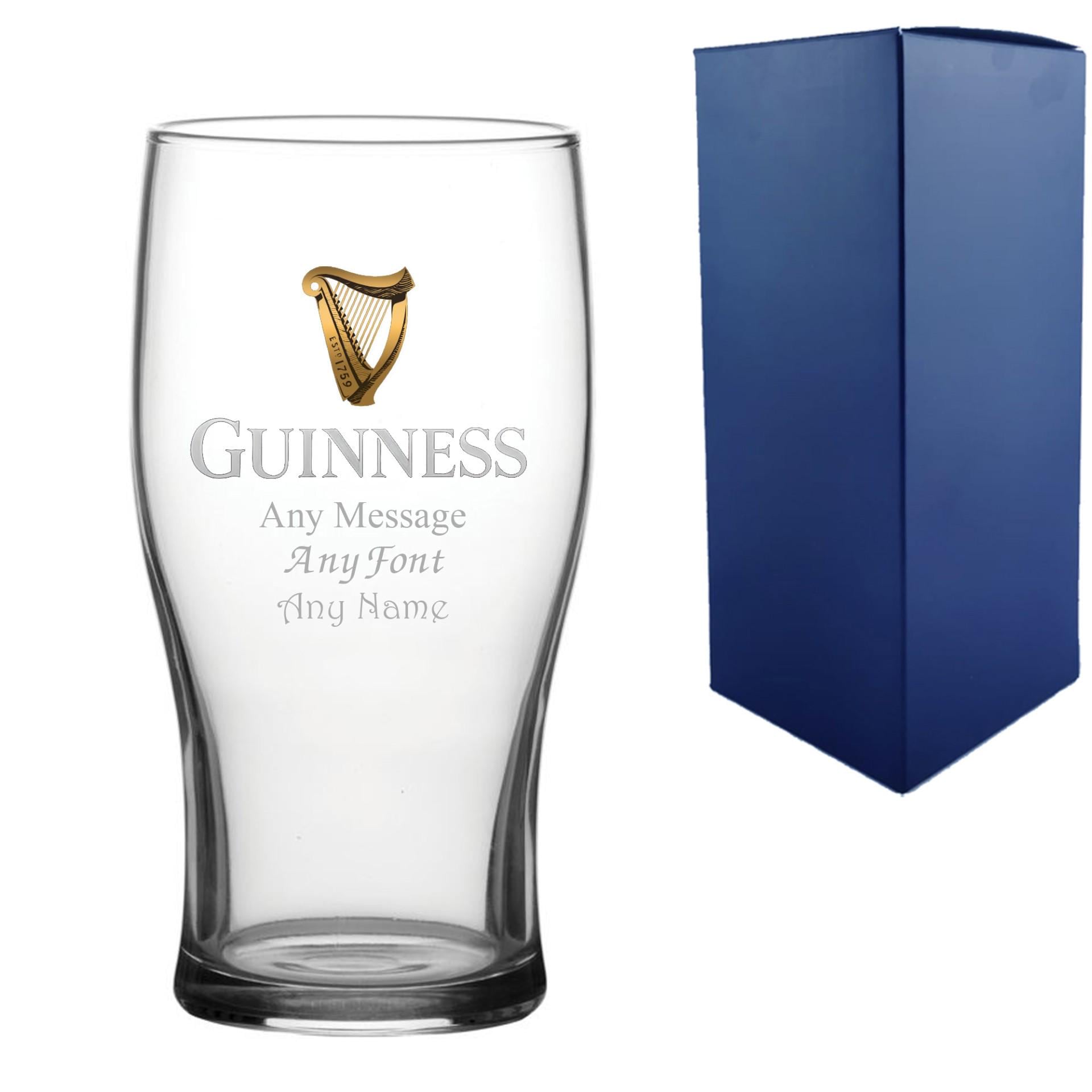 Bicchiere da pinta Guinness personalizzato con incisione e confezione regalo - Regalo per lui, bicchiere da birra inciso, bicchiere personalizzato, re