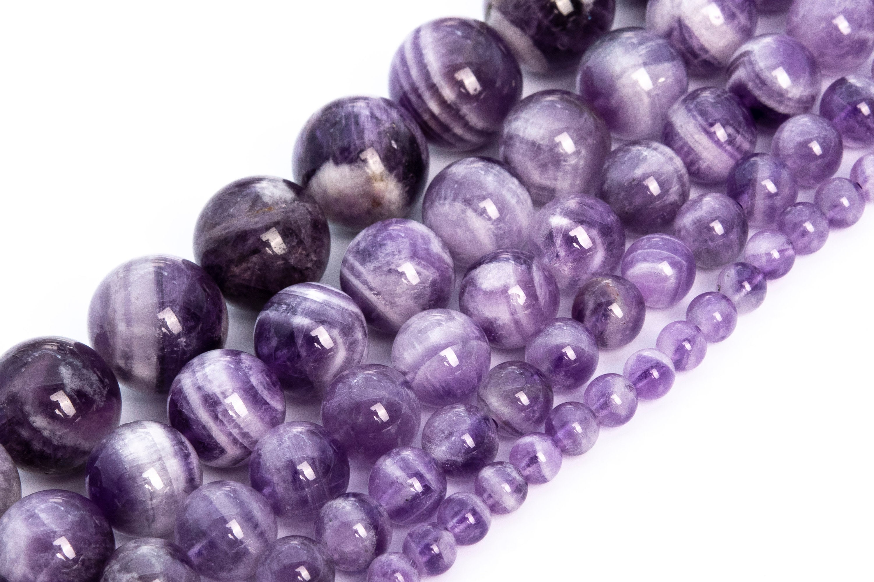 Perline di ametista a forma di denti di cane, grado AA, pietre preziose naturali autentiche, perline rotonde sciolte, 4 mm, 6 mm, 8 mm, 10 mm, 12 mm,