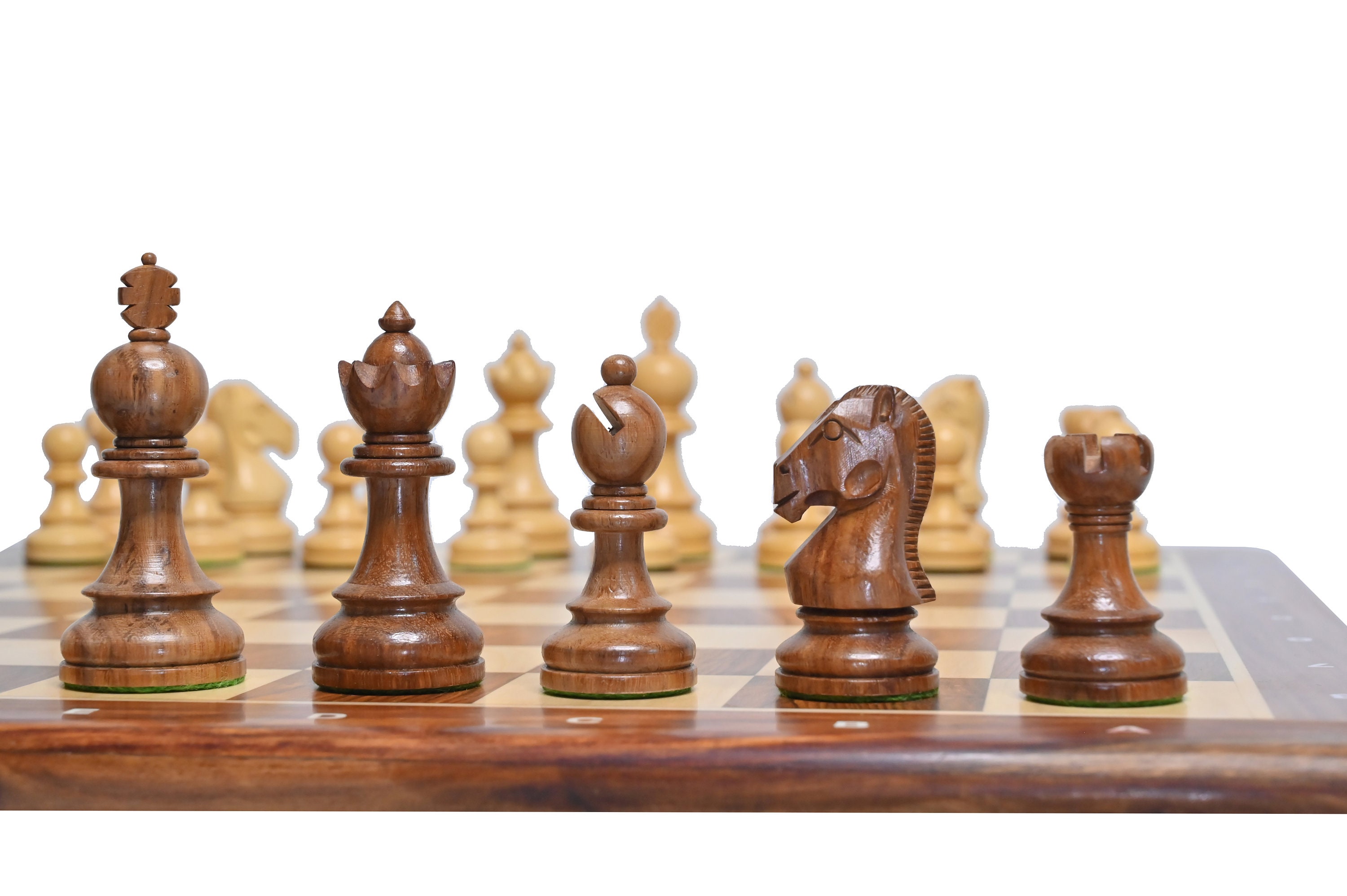 Set di pezzi degli scacchi della serie Taj / Scacchi in legno Staunton di lusso / Pezzi degli scacchi intagliati a mano / Set di scacchi ponderato- Ta