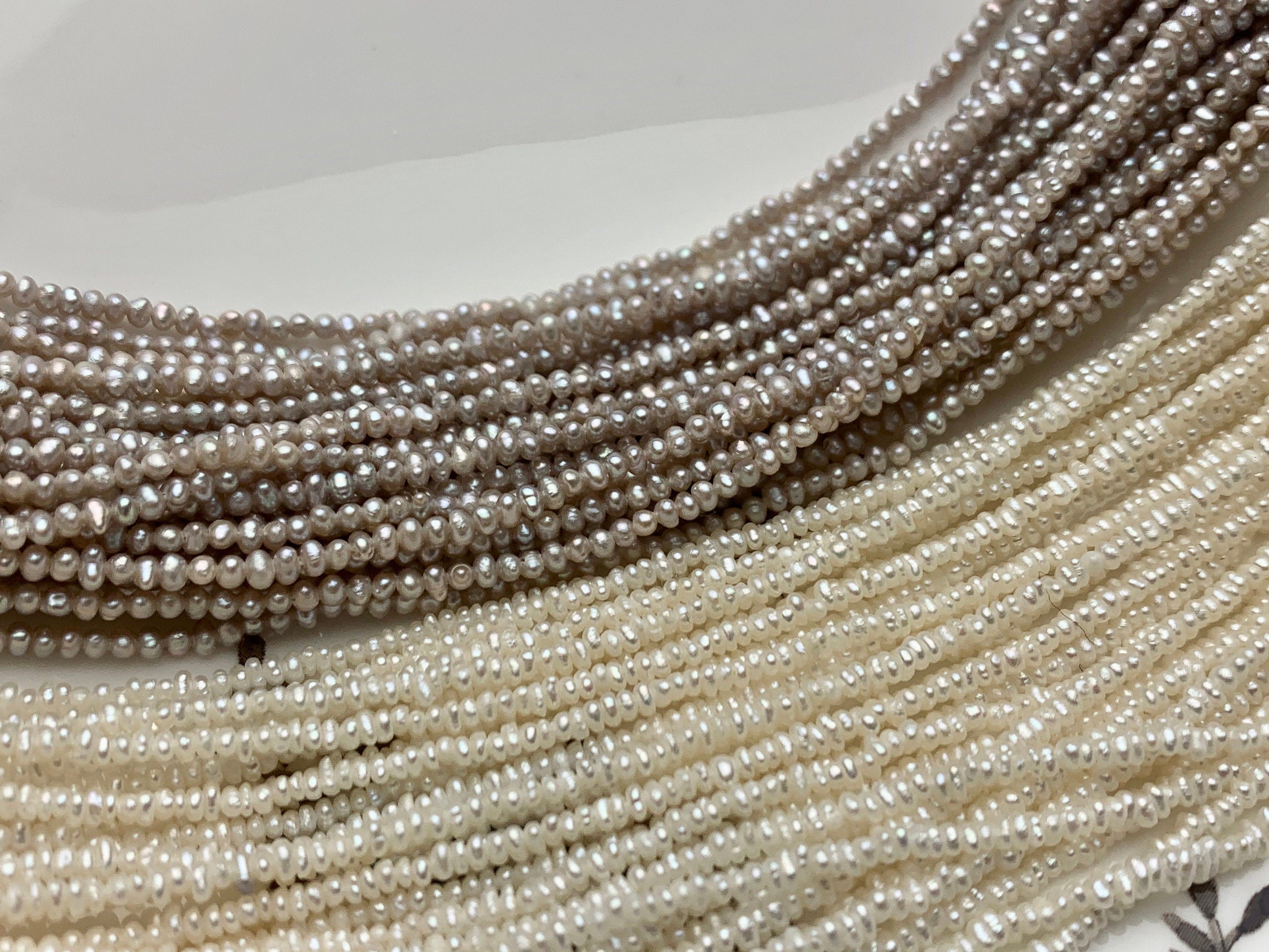 Perle di perle d'acqua dolce bianche naturali da 1,5-2,5 mm Perle di perle d'acqua dolce bianche naturali autentiche Perle di perle d'acqua dolce picc