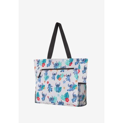 Women's Disney Stitch Tote Bag Beach Travel Mesh Water Bottle Pockets Zippered by Disney in White