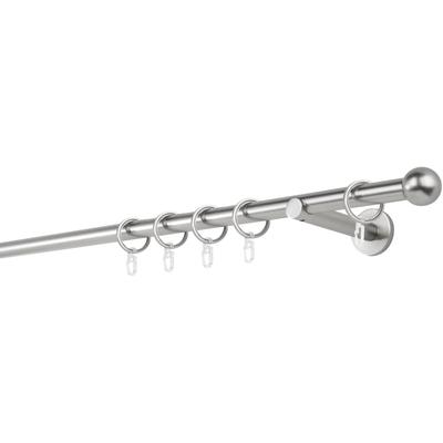 Gardinenstange MYDECO "20mm Ball Wandträger 12 cm", silber (edelstahlfarben), L:330cm, Gardinenstangen Image