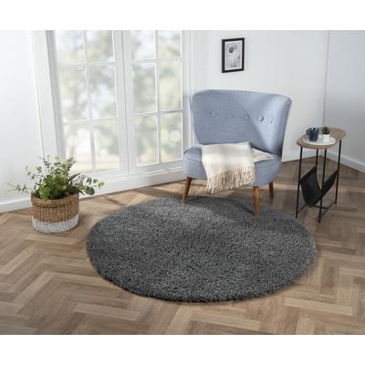 Hochflor-Teppich "My Shaggy", grau, B:150cm H:37mm L:150cm Ø:150cm, Polypropylen (PP), MYFLAIR MÖBEL & ACCESSOIRES, Teppiche, Shaggy, Uni Farben, leicht glänzend, Microfaser, extra flauschig Image