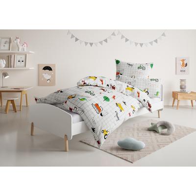Kinderbettwäsche LÜTTENHÜTT "CUDDLEE", weiß (trecker, tiere), B/L: 135cm x 200cm, , Renforcé, B/L: 40cm x 80cm, Renforcu00e9, Obermaterial: 100% Baumwolle, Bettwäsche, in vielen Designs: Dino,Einhorn,Weltraum,Baustelle,Herz,Trecker,Safari