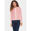 Strickjacke SAINT TROPEZ "MilaSZ Striped Cardigan", Damen, Gr. L (40), rot (ice and f. scarlet stripe), Strick, Obermaterial: 80% Viskose, 20% Polyacryl, gestreift, modisch, regular fit normal, Rundhals, Langarm, Strickjacken