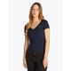 T-Shirt TOMMY JEANS "TJW SLIM V-NECK TEE", Damen, Gr. M (38), blau (schwarz night navy), Single Jersey, Obermaterial: 100% Baumwolle, unifarben, Basic, slim fit hüftlang, V-Ausschnitt, Kurzarm abgesteppt, Shirts, mit Logo-Stickerei