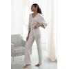 Strickhose FRENCH CONNECTION, Damen, Gr. 36/38, N-Gr, beige (beige meliert), Rippstrick, Obermaterial: 40% Viskose (LENZING ECOVERO), 30% Polyacryl, 30% Polyester, meliert, casual, bequem lang, Hosen, mit leichten ausgestellten Bein, Loungewear