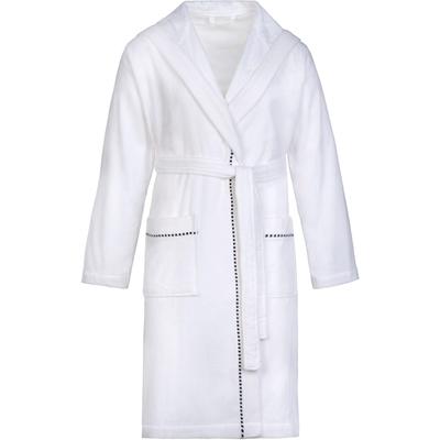Unisex-Bademantel ESPRIT "Box, ideal für Sauna & Spa, Hotelbademantel, Morgenmantel" Gr. XL, weiß, L:113cm in Gr. XL, Webvelours, Hausmäntel, mit Kapuze Image
