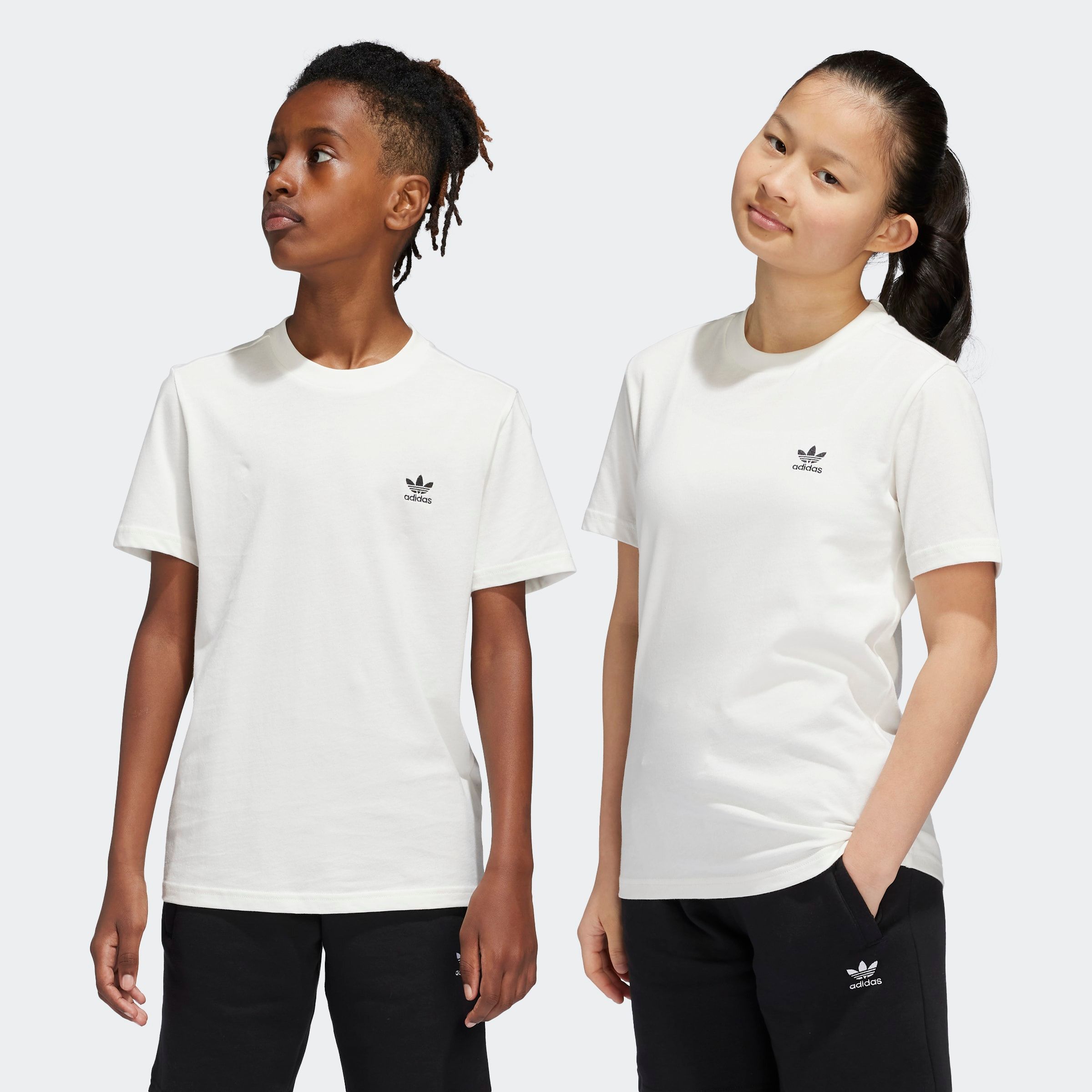 T-Shirt ADIDAS ORIGINALS "TEE", Kinder, Gr. 158, weiß (cloud weiß), Obermaterial: 100% Baumwolle, Rundhals, Shirts Image