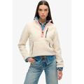 Fleecepullover SUPERDRY "OUTDOOR HALF ZIP FLEECE", Damen, Gr. L, beige (ecru), Fleece, Obermaterial: 100% Polyester, unifarben, casual, regular fit taillenbedeckt, Rundhals, Langarm, Sweatshirts