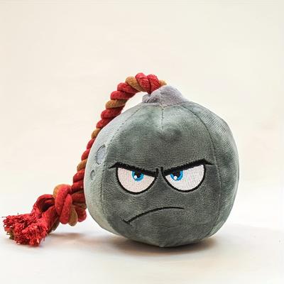 TEMU 1pc Interactive Plush Dog Toy With - Bite-resistant Pet Plaything, Sound-making Knot Toy For Indoor And Outdoor Use, Without Battery Image