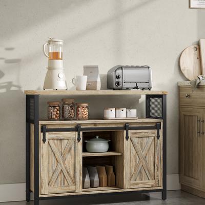 TEMU Buffet Cabinet, Storage Cabinet, Sideboard With 2 Sliding Barn Doors, Adjustable Shelves, 13 X 39.4 X Inches, For Living Room Image
