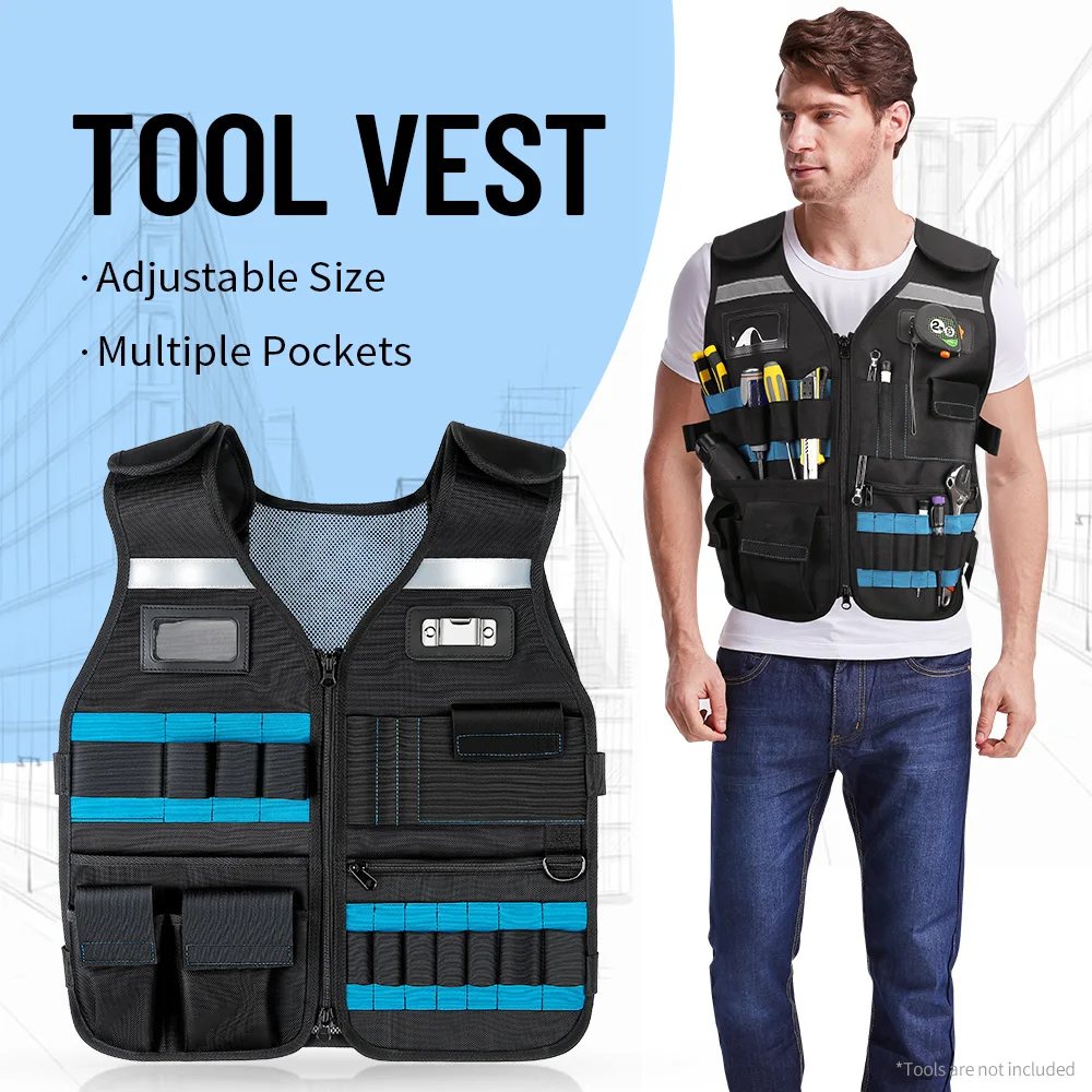Gilet à outils, gilet à outils électricien, gilet à outils pour charpentiers, gilet à outils pour hommes, gilet à outils pour bricoleur, gilet à outils de travail