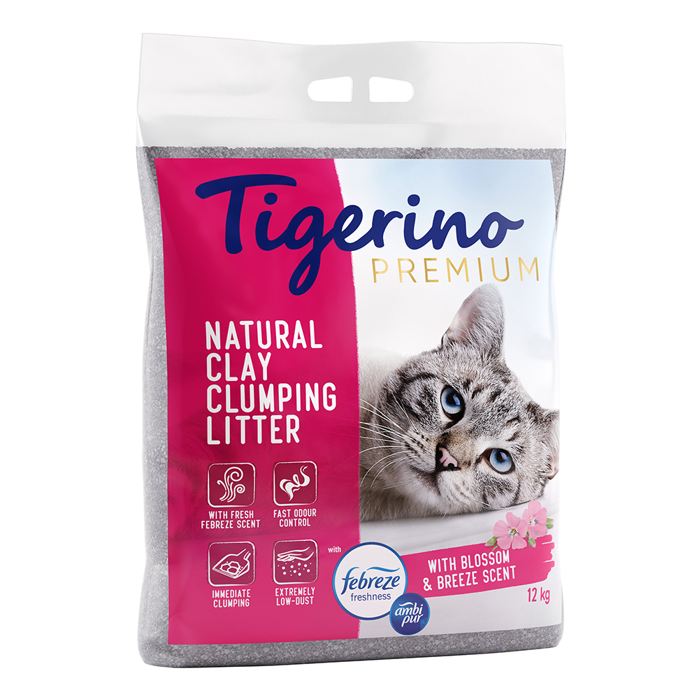 Litière Tigerino Premium Febreze Blossom & Breeze pour chat - 12 kg