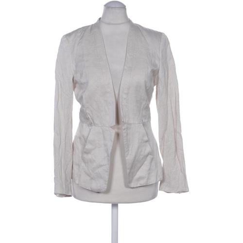 H&M Damen Blazer, Gr. 36, beige, Baumwolle, Leinen, Viskose