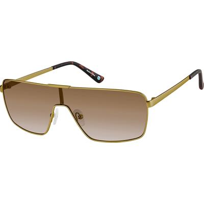 Zenni Men's Vintage Oval Sunglasses Brown Stainless Steel Full Rim Frame