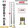 Echelle télescopique 4m40 Woerther avec barre stabilisatrice - Charge maximal 150Kg - Garantie 5 ans