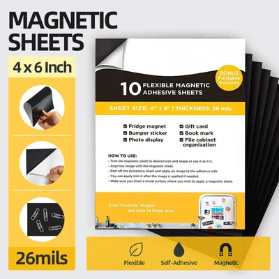 Selbstklebende Magnetfolien mit selbstklebender Rückseite, 19 Mil, 5 x 7 Zoll, flexible Magnetfolien für Foto- und Bildmagnete