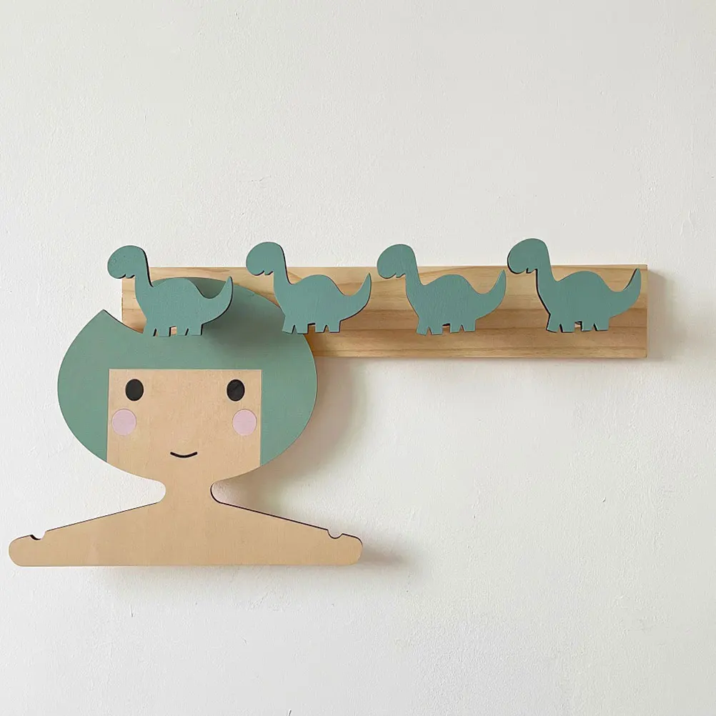 Schwamm Kleiderhaken Dinosaurier Kind Dekor Eingangsbereich Rack Schlüsselhalter für Wand Holz Kleidung