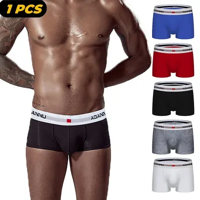 1 Stück Adannu Mid Taille Männer Höschen Shorts Unterwäsche Boxershorts solide Cuecas Herren Boxer Image