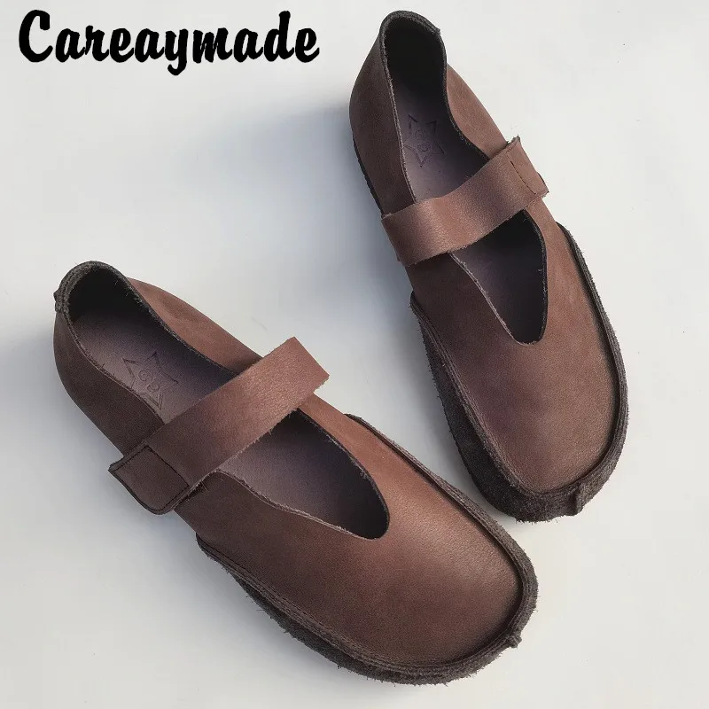 Careaymade-Damenschuhe aus echtem Leder, Retro-Freizeit schuhe mit weichen Sohlen aus weichem Leder, atmungsaktive, hand gefertigte Original schuhe in großer Größe