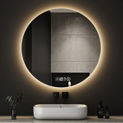 Boromal - led Badspiegel Rund mit Beleuchtung und Uhr 60x60cm led Spiegel Rund mit Uhr led Spiegel Image
