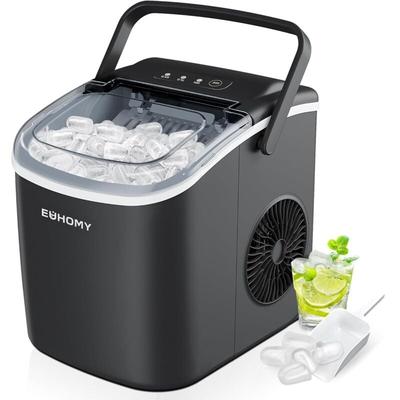Euhomy - Eiswürfelmaschine Klein, 12KG Eiswürfelbereiter Ice Maker, 9 Würfel in 6 Minuten fertig,