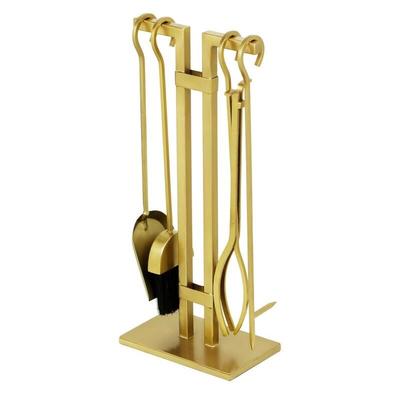Vente-unique - Kaminbesteck 4-teilig - goldfarbenes Messing - 25 x 15 x 60 cm - assiout Image